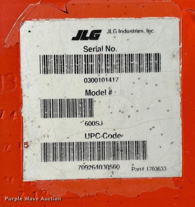 image for item FB2974 2007 JLG 600SJ boom lift