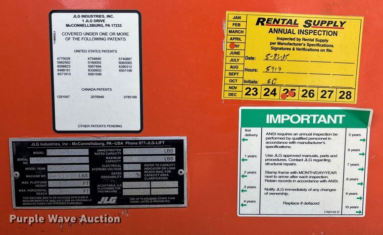 image for item FB2976 2007 JLG 600SJ boom lift