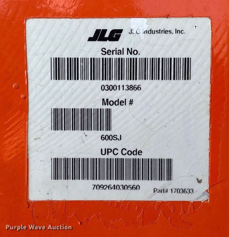 image for item FB2976 2007 JLG 600SJ boom lift