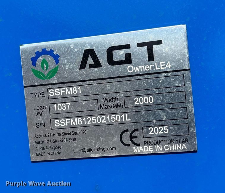 image for item FB3003 2025 AGT SSFM81 skid steer mulcher