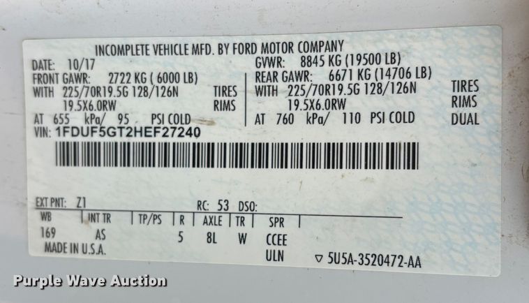 image for item FB5496 2017 Ford F550 utility / service truck