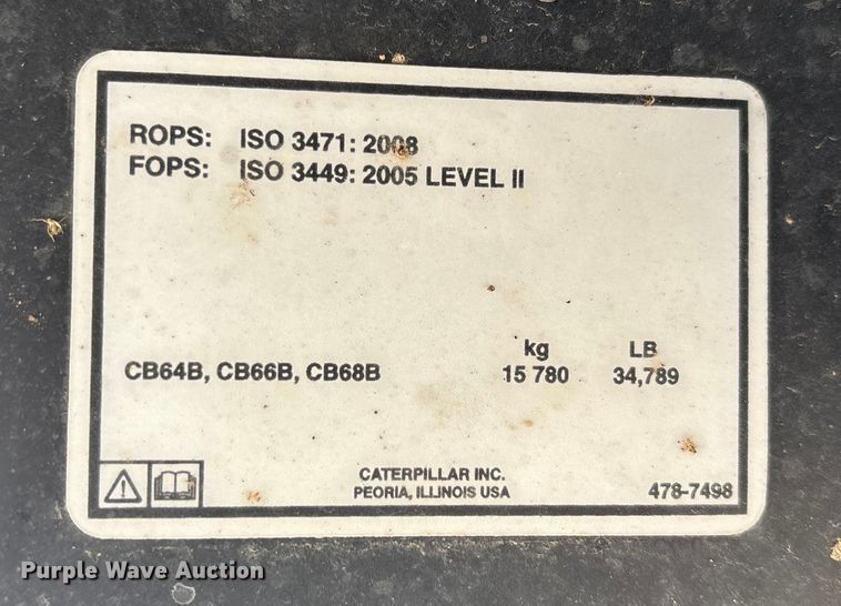 image for item FB5497 2016 Caterpillar CB64B double drum vibratory roller