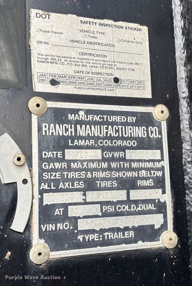 image for item FC1534 2003 Ranch end dump trailer