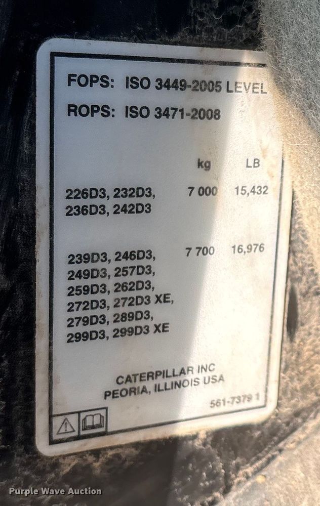 image for item FG0069 2022 Caterpillar 299D3 tracked skid steer loader