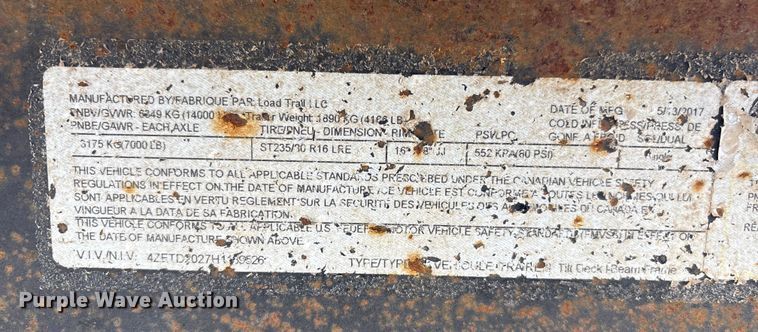 image for item FG2645 2017 Load Trail TH830072-3216 tilt deck utility trailer