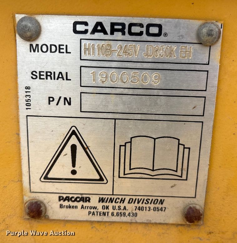 image for item FG2648 Carco H110B-245V JD850K EH dozer winch