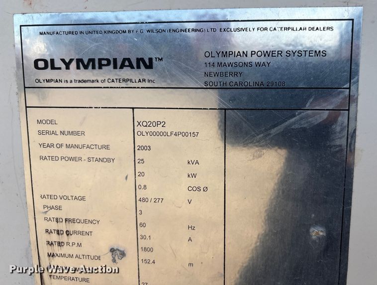 image for item FG2667 2003 Olympian XQ20P2 generator