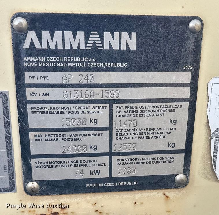 image for item FI0763 2008 Ingersoll Rand PT240R pneumatic roller