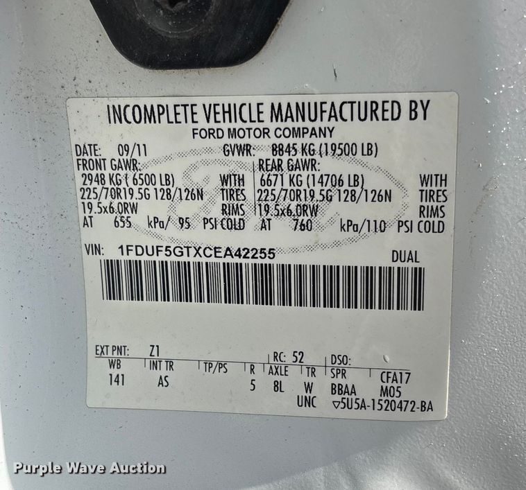 image for item FI1651 2012 Ford F550 XL Super Duty bucket truck