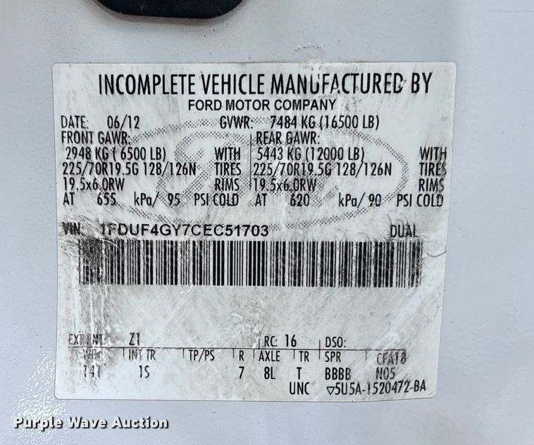 image for item FI1652 2012 Ford F450 XL Super Duty bucket truck