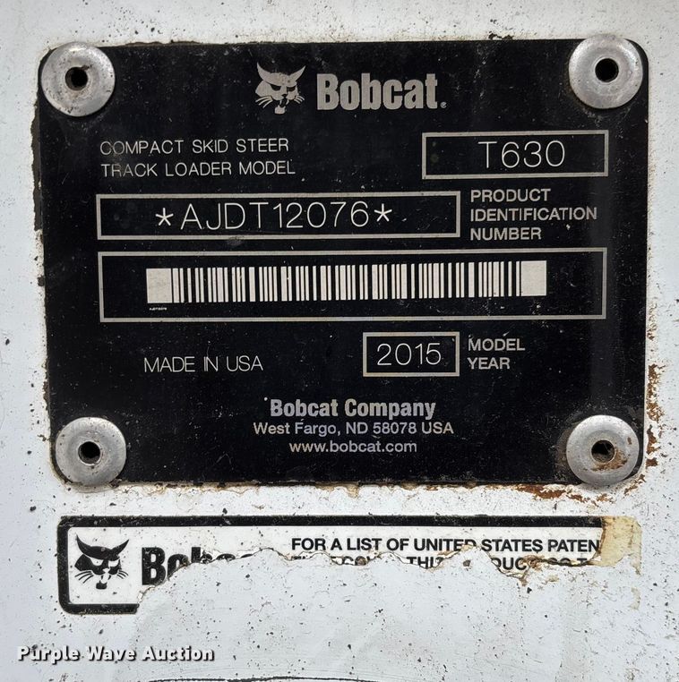 image for item FI1655 2015 Bobcat T630 tracked skid steer loader