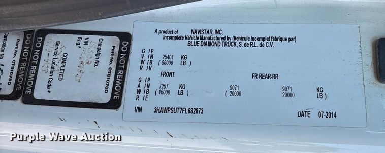 image for item FI1657 2015 International 7500 dump truck