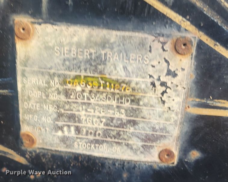image for item FK2527 1985 Siebert lowboy equipment trailer