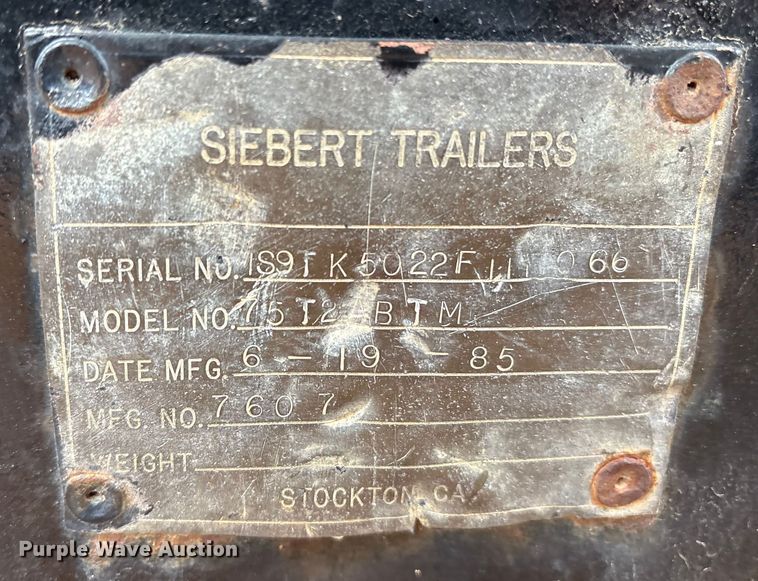 image for item FK2532 1985 Siebert 75T24BTM lowboy equipment trailer