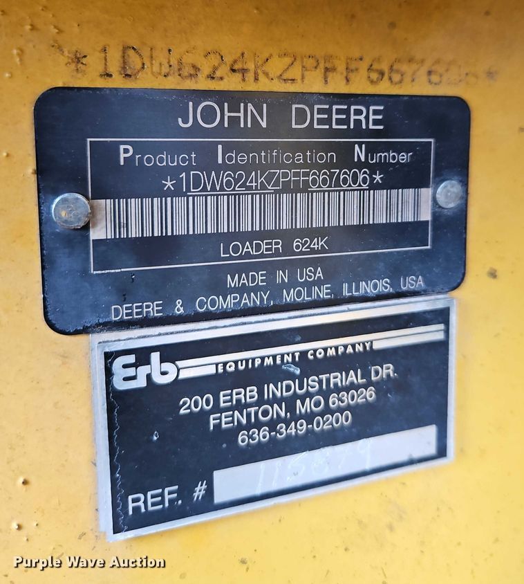image for item FN5558 2015 John Deere 624K wheel loader