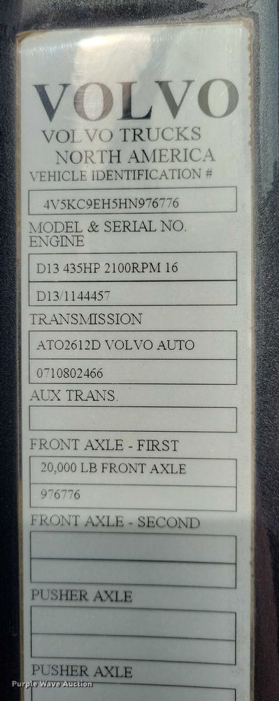 image for item NK9771 2017 Volvo VHD64F dump truck