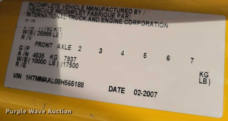 image for item NK9781 2008 International 4300 dump truck