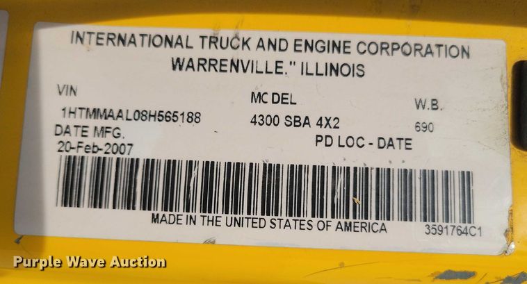 image for item NK9781 2008 International 4300 dump truck