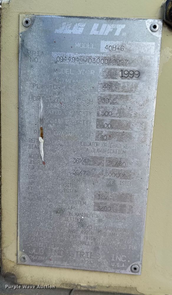 image for item OE9519 1999 JLG 40H+6 boom lift