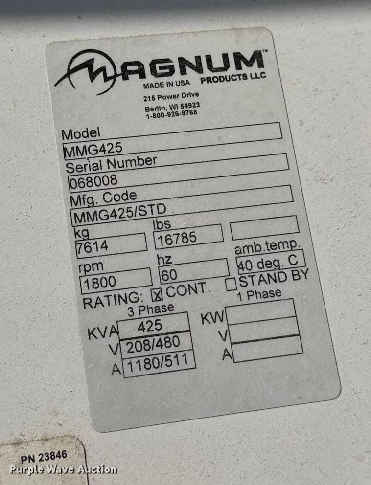 image for item OE9521 Magnum Products MMG425 generator