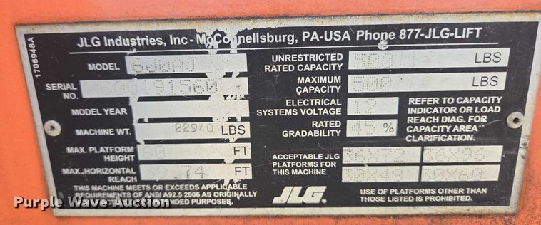 image for item YA1073 2014 JLG boom lift