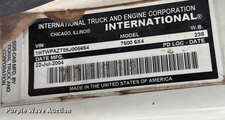 image for item YA1510 2005 International 7500  dump truck