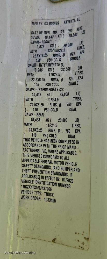 image for item YA1537 2021 Kenworth T880 dump truck