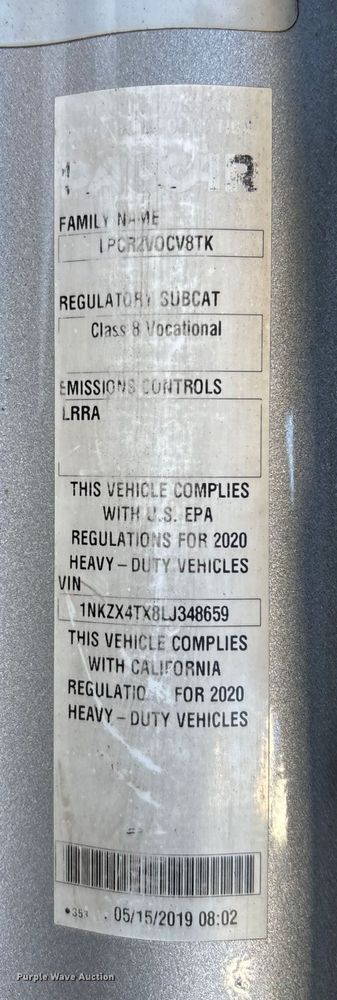 image for item YA1725 2020 Kenworth T880 dump truck