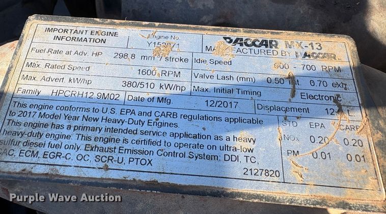 image for item YA1727 2018 Peterbilt 579  dump truck