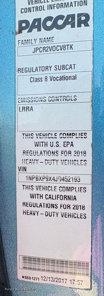 image for item YA1727 2018 Peterbilt 579  dump truck