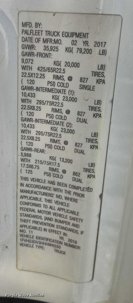 image for item YA2130 2017 Freightliner 114SD crane truck