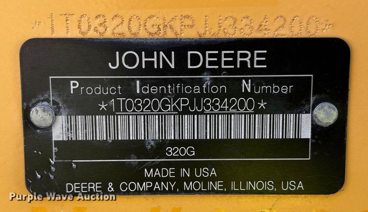image for item YA2147 2018 John Deere 320G skid steer loader