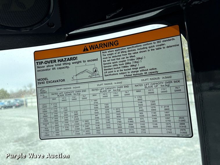 image for item YA2175 2022 Yanmar SV40 mini excavator