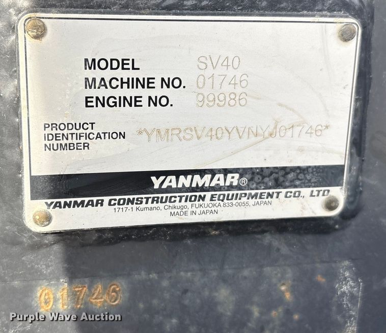 image for item YA2175 2022 Yanmar SV40 mini excavator