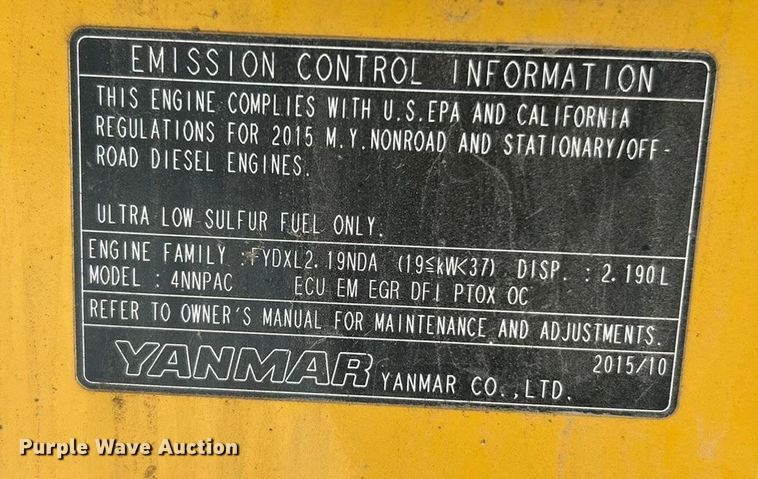 image for item YA2225 2015 John Deere 50G mini excavator