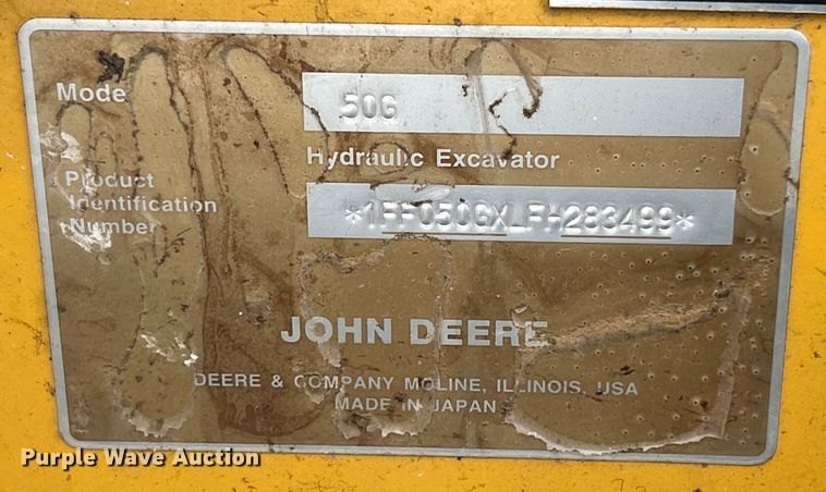 image for item YA2225 2015 John Deere 50G mini excavator