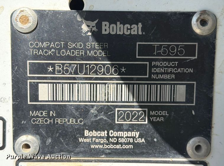 image for item YA2229 2022 Bobcat T595 tracked skid steer loader