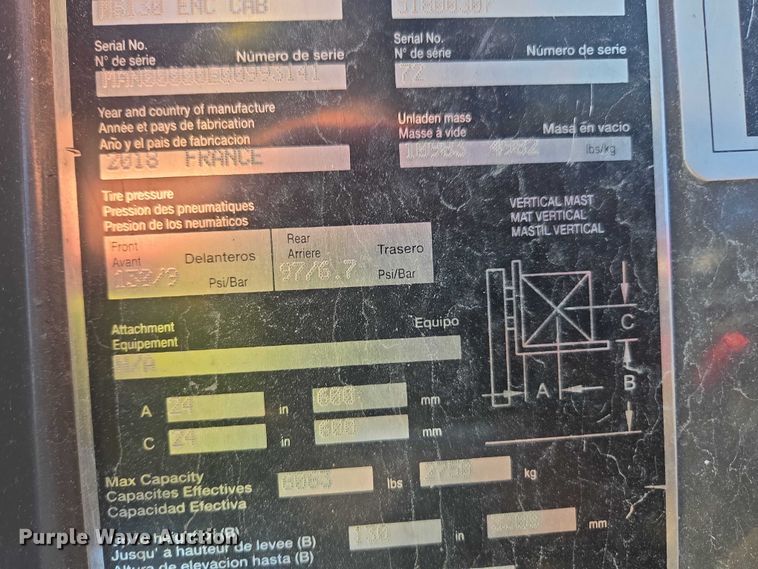 image for item YA2515 2018 Manitou MSI 30T forklift