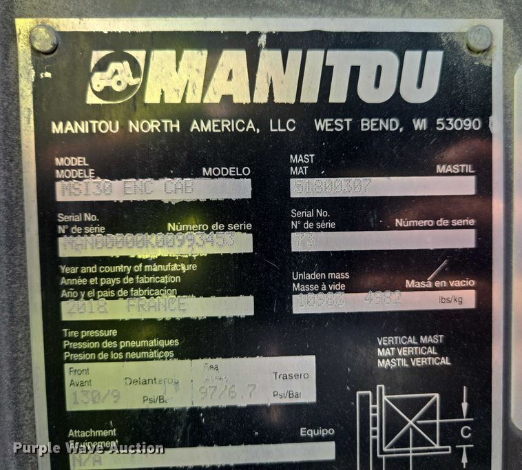 image for item YA2516 2018 Manitou MSI30T forklift