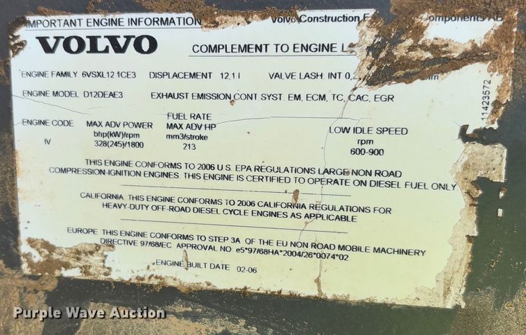 image for item YA2570 2006 Volvo EC460B LC excavator