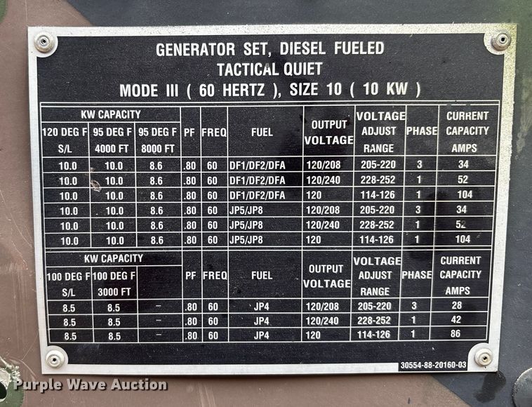 image for item DT0025 2002 MEP-8003A generator