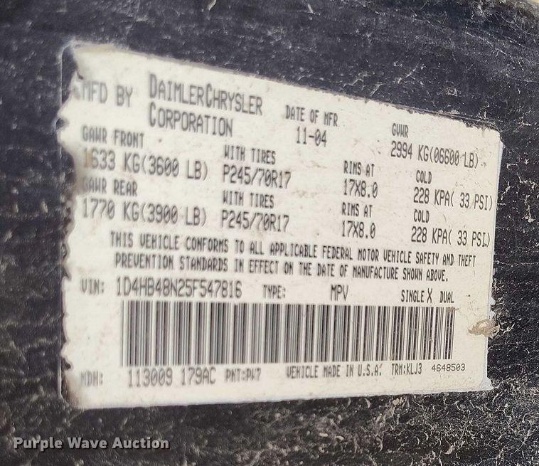 image for item DT0917 2005 Dodge Durango SUV