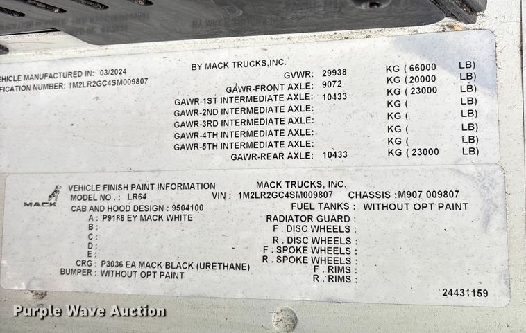 image for item DW7486 2025 Mack LR refuse truck