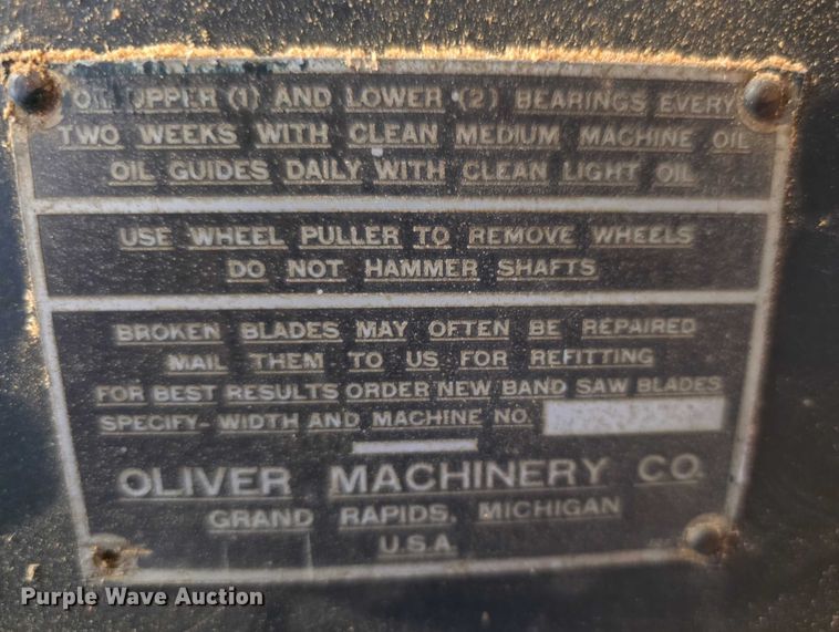 image for item DZ3712 Oliver 116D  band saw