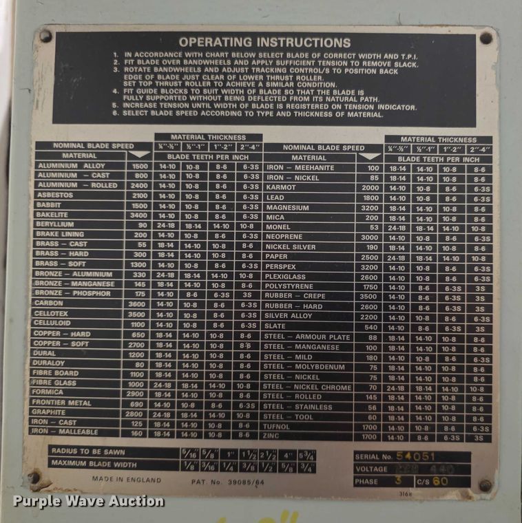 image for item DZ3838 Kalamazoo Startrite 316  bandsaw