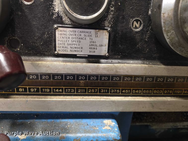 image for item DZ3839 1963 Lodge and Shipley  1610  power turn lathe