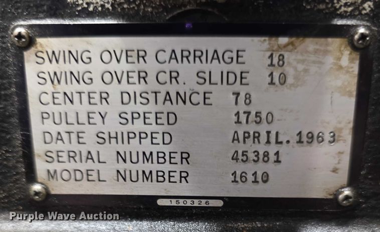 image for item DZ3839 1963 Lodge and Shipley  1610  power turn lathe