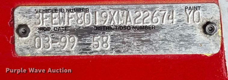 image for item DZ4300 1999 Ford F800 quint fire truck