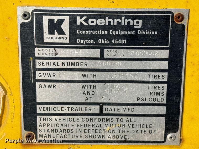 image for item DZ5016 Koehring AR5-1 asphalt recycler