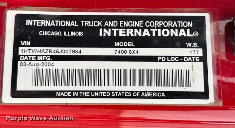 image for item EF2410 2005 International 7400 dump truck